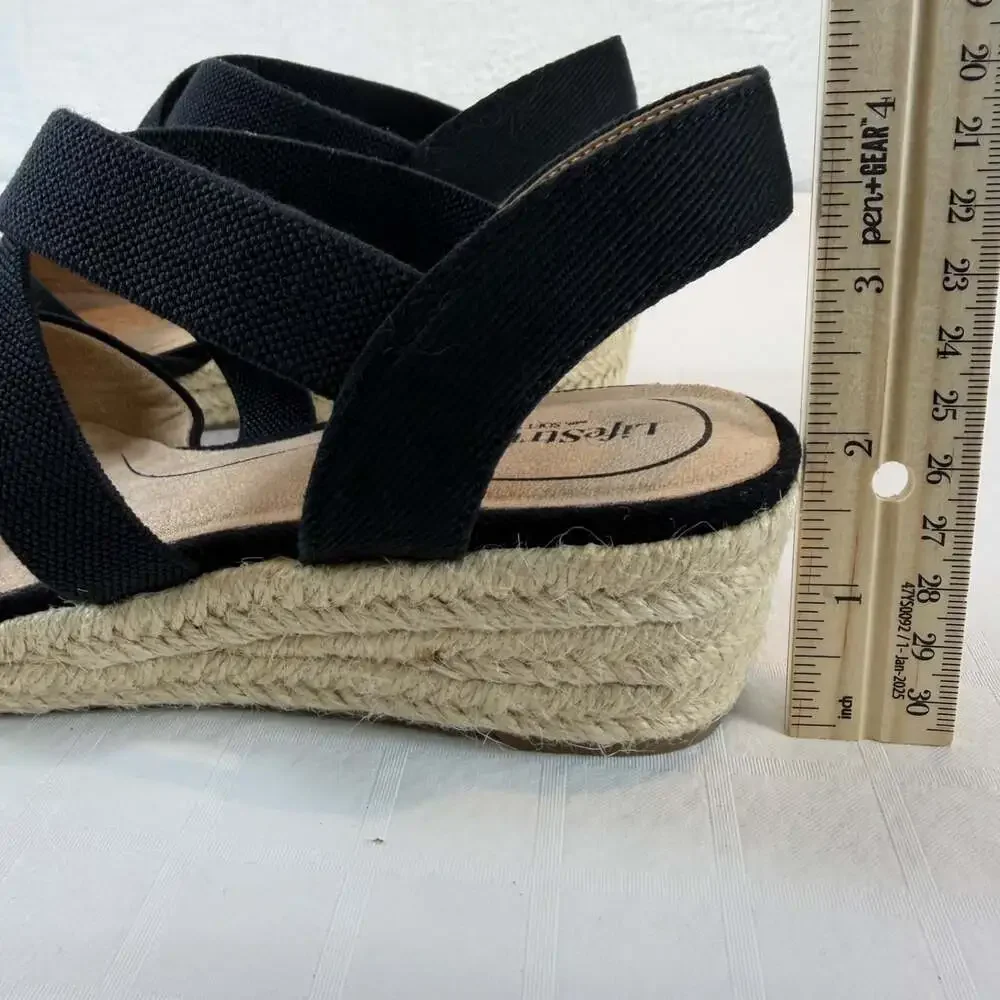 Lifestride shoes women's size 6 M espadrilles black canvas upper resort wear